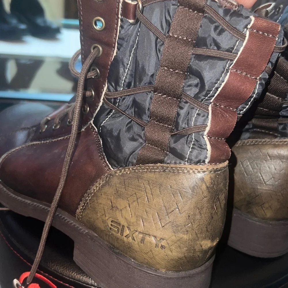 Men's Dark Brown Leather Lace-Up Boots for hiking 🥾, mountains , snow, size 10.5